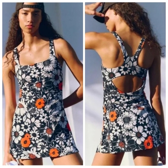 New Free People Movement Never Better Printed Dress Graphic Floral Tuxedo XS NWT - Picture 1 of 10